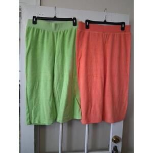 Voice Capris Lot Green And Salmon Fleece Xl NWT P1